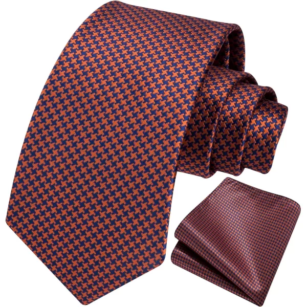 HISDERN Mens Ties Plaid Tie and Pocket Square Set Classic Woven Formal Checkered Neckties &amp; Handkerchief Wedding Party
