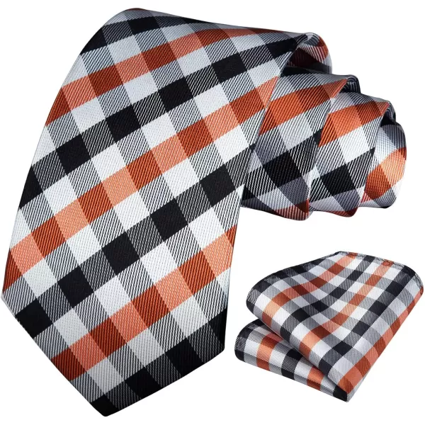 HISDERN Mens Ties Plaid Tie and Pocket Square Set Classic Woven Formal Checkered Neckties &amp; Handkerchief Wedding Party