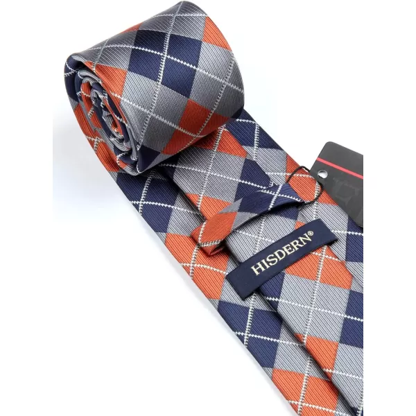 HISDERN Mens Ties Plaid Tie and Pocket Square Set Classic Woven Formal Checkered Neckties &amp; Handkerchief Wedding Party