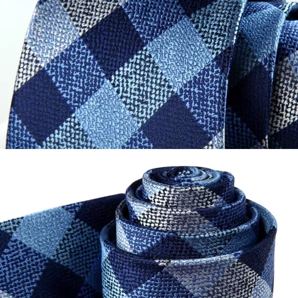 HISDERN Mens Ties Plaid Tie and Pocket Square Set Classic Woven Formal Checkered Neckties &amp; Handkerchief Wedding Party