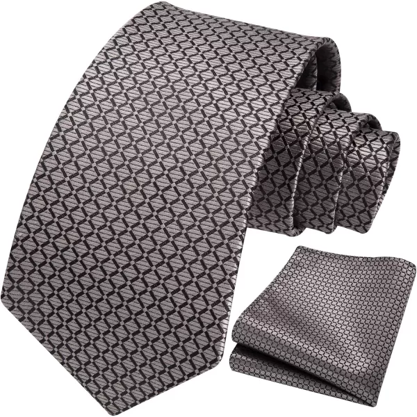 HISDERN Mens Ties Plaid Tie and Pocket Square Set Classic Woven Formal Checkered Neckties &amp; Handkerchief Wedding Party