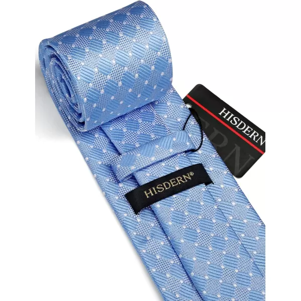 HISDERN Mens Ties Plaid Tie and Pocket Square Set Classic Woven Formal Checkered Neckties &amp; Handkerchief Wedding Party