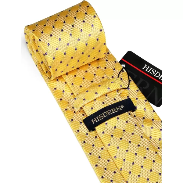 HISDERN Mens Ties Plaid Tie and Pocket Square Set Classic Woven Formal Checkered Neckties &amp; Handkerchief Wedding Party