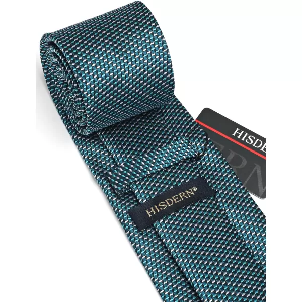 HISDERN Mens Ties Plaid Tie and Pocket Square Set Classic Woven Formal Checkered Neckties &amp; Handkerchief Wedding Party