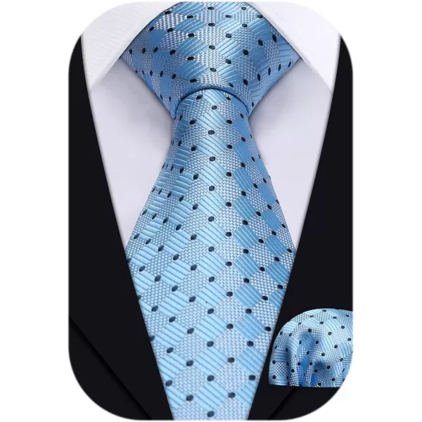 HISDERN Mens Ties Plaid Tie and Pocket Square Set Classic Woven Formal Checkered Neckties &amp; Handkerchief Wedding Party