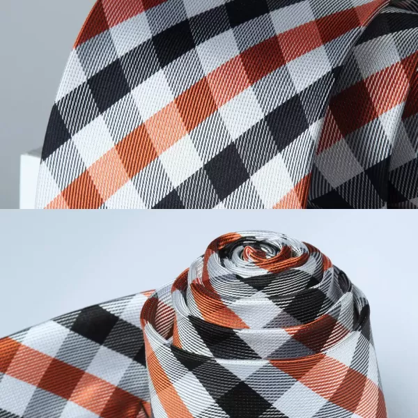 HISDERN Mens Ties Plaid Tie and Pocket Square Set Classic Woven Formal Checkered Neckties &amp; Handkerchief Wedding Party