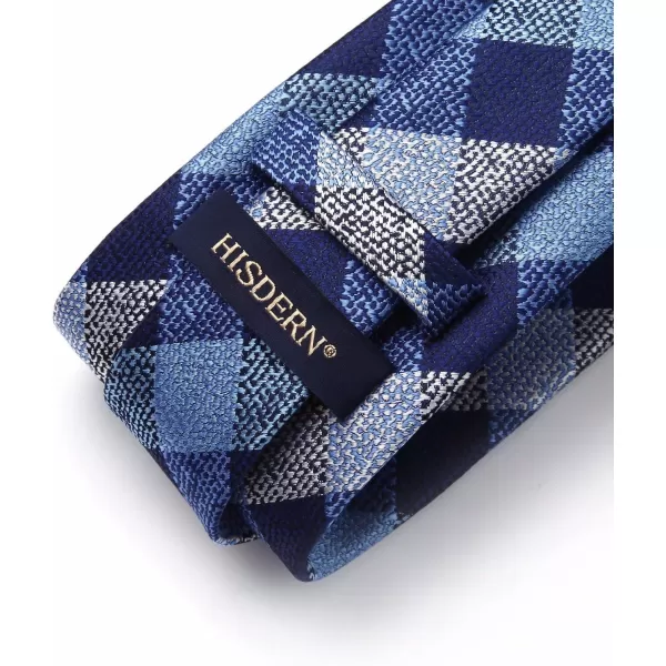 HISDERN Mens Ties Plaid Tie and Pocket Square Set Classic Woven Formal Checkered Neckties &amp; Handkerchief Wedding Party