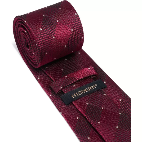 HISDERN Mens Ties Plaid Tie and Pocket Square Set Classic Woven Formal Checkered Neckties &amp; Handkerchief Wedding Party
