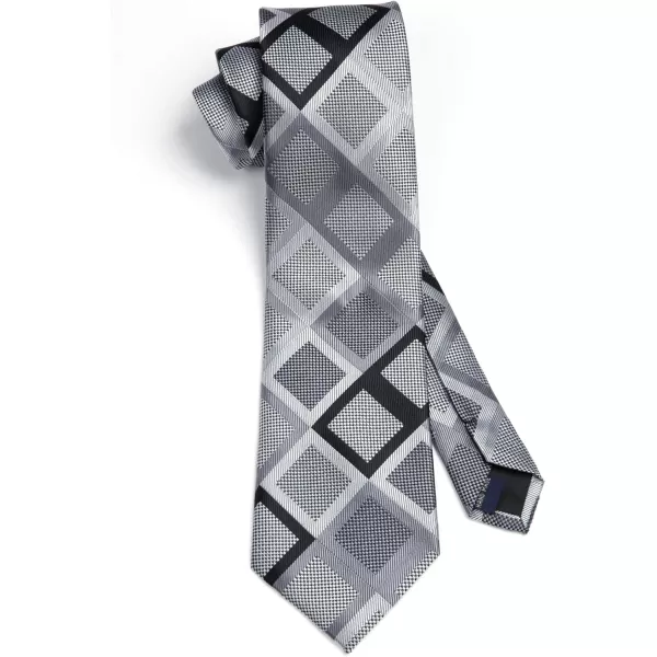 HISDERN Mens Ties Plaid Tie and Pocket Square Set Classic Woven Formal Checkered Neckties &amp; Handkerchief Wedding Party