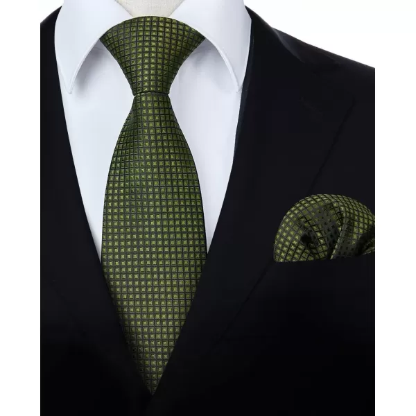 HISDERN Mens Ties Plaid Tie and Pocket Square Set Classic Woven Formal Checkered Neckties &amp; Handkerchief Wedding Party
