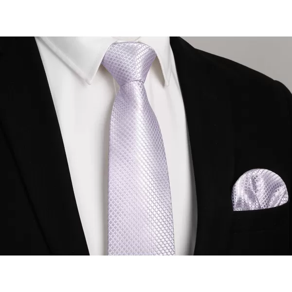 HISDERN Mens Ties Plaid Tie and Pocket Square Set Classic Woven Formal Checkered Neckties &amp; Handkerchief Wedding Party