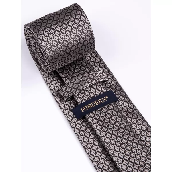 HISDERN Mens Ties Plaid Tie and Pocket Square Set Classic Woven Formal Checkered Neckties &amp; Handkerchief Wedding Party