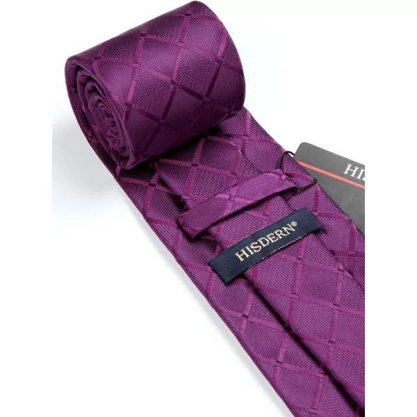 HISDERN Mens Ties Plaid Tie and Pocket Square Set Classic Woven Formal Checkered Neckties &amp; Handkerchief Wedding Party