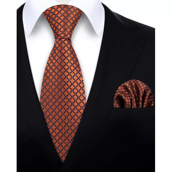HISDERN Mens Ties Plaid Tie and Pocket Square Set Classic Woven Formal Checkered Neckties &amp; Handkerchief Wedding Party