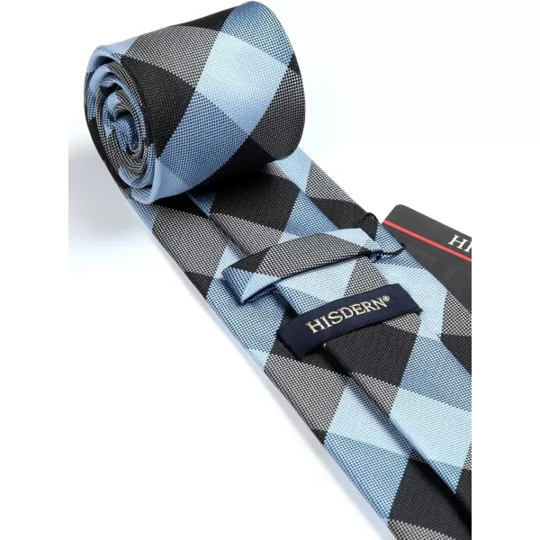HISDERN Mens Ties Plaid Tie and Pocket Square Set Classic Woven Formal Checkered Neckties &amp; Handkerchief Wedding Party