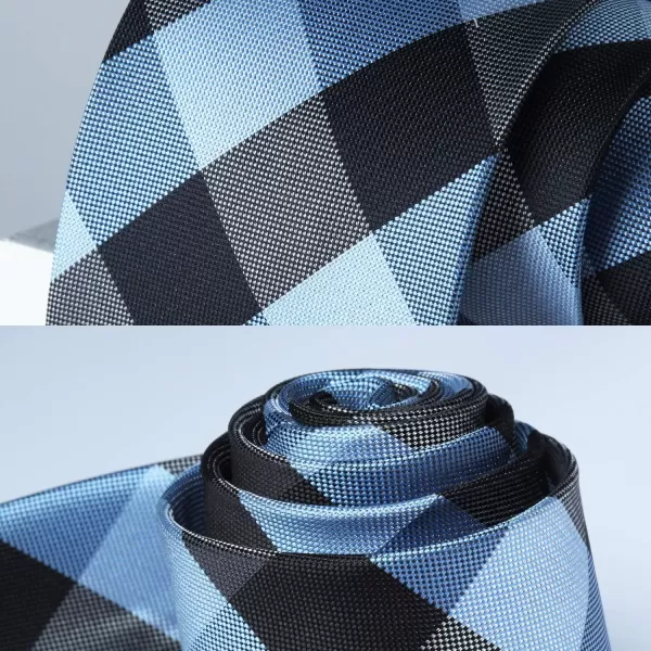 HISDERN Mens Ties Plaid Tie and Pocket Square Set Classic Woven Formal Checkered Neckties &amp; Handkerchief Wedding Party