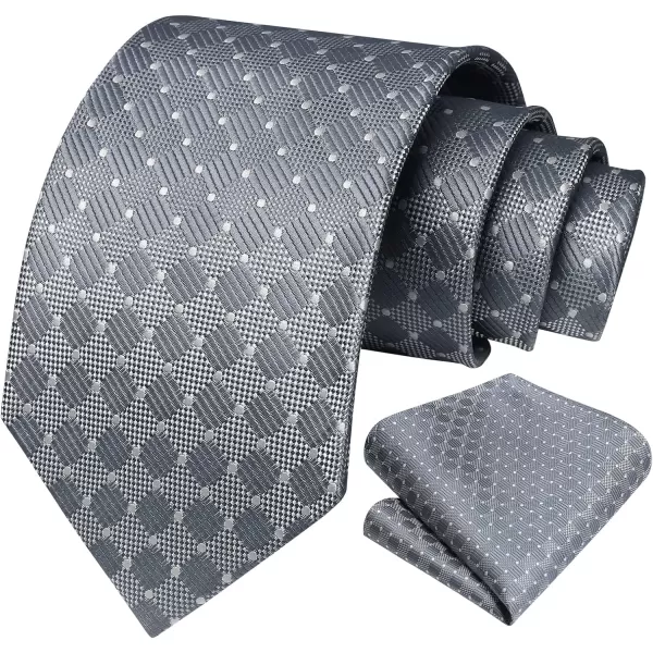 HISDERN Mens Ties Plaid Tie and Pocket Square Set Classic Woven Formal Checkered Neckties &amp; Handkerchief Wedding Party