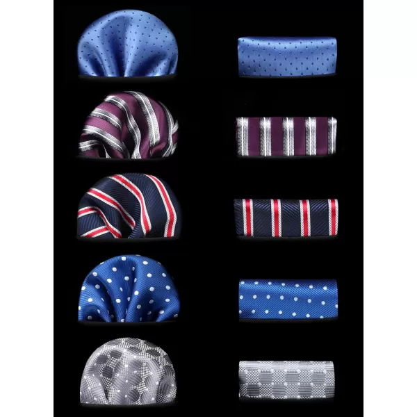HISDERN Mens Ties Set 5PCS Collection Tie and Pocket Sqaure Formal Business Neckties Gift Box Wedding Necktie for Men