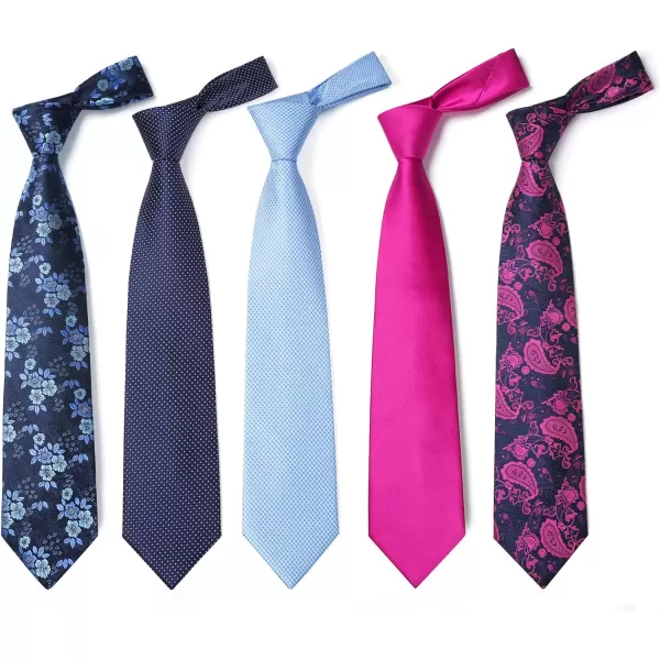 HISDERN Mens Ties Set 5PCS Collection Tie and Pocket Sqaure Formal Business Neckties Gift Box Wedding Necktie for Men