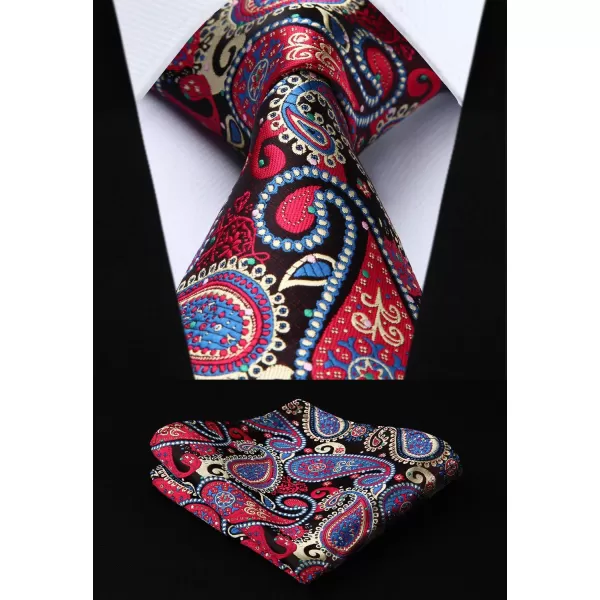 HISDERN Mens Ties Set 5PCS Collection Tie and Pocket Sqaure Formal Business Neckties Gift Box Wedding Necktie for Men