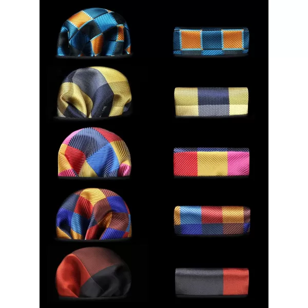 HISDERN Mens Ties Set 5PCS Collection Tie and Pocket Sqaure Formal Business Neckties Gift Box Wedding Necktie for Men