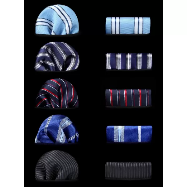 HISDERN Mens Ties Set 5PCS Collection Tie and Pocket Sqaure Formal Business Neckties Gift Box Wedding Necktie for Men