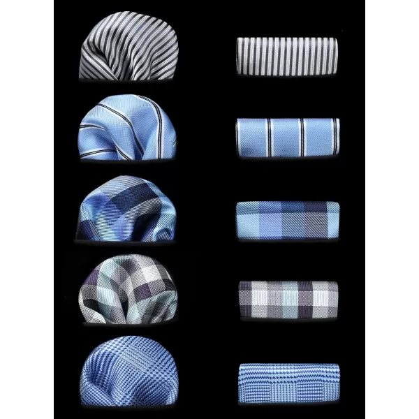 HISDERN Mens Ties Set 5PCS Collection Tie and Pocket Sqaure Formal Business Neckties Gift Box Wedding Necktie for Men