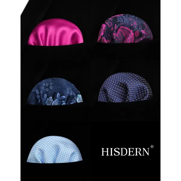 HISDERN Mens Ties Set 5PCS Collection Tie and Pocket Sqaure Formal Business Neckties Gift Box Wedding Necktie for Men