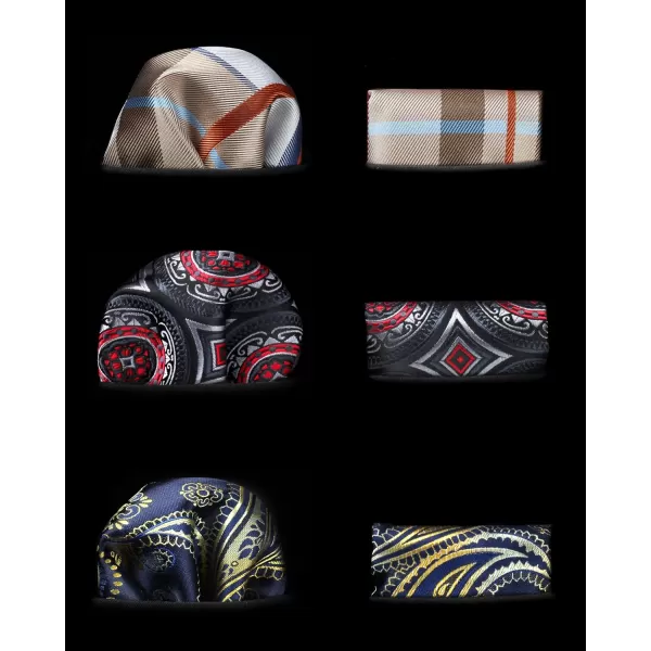 HISDERN Mens Ties Set Collection Tie and Pocket Square Lot 3 Pcs Formal Business Neckties Gift Box Wedding Necktie