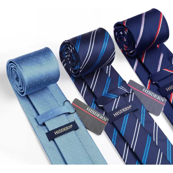 HISDERN Mens Ties Set Collection Tie and Pocket Square Lot 3 Pcs Formal Business Neckties Gift Box Wedding Necktie