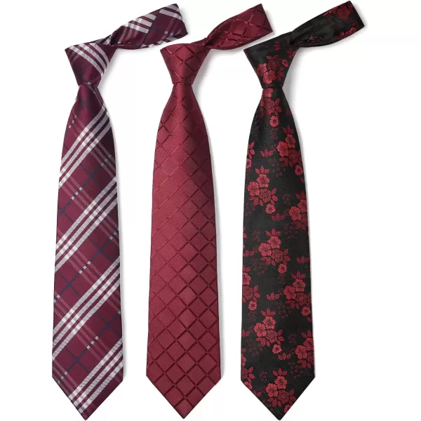 HISDERN Mens Ties Set Collection Tie and Pocket Square Lot 3 Pcs Formal Business Neckties Gift Box Wedding Necktie