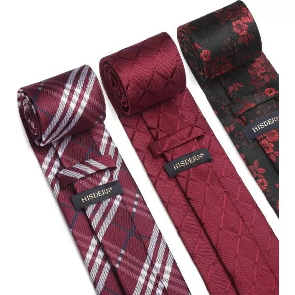 HISDERN Mens Ties Set Collection Tie and Pocket Square Lot 3 Pcs Formal Business Neckties Gift Box Wedding Necktie