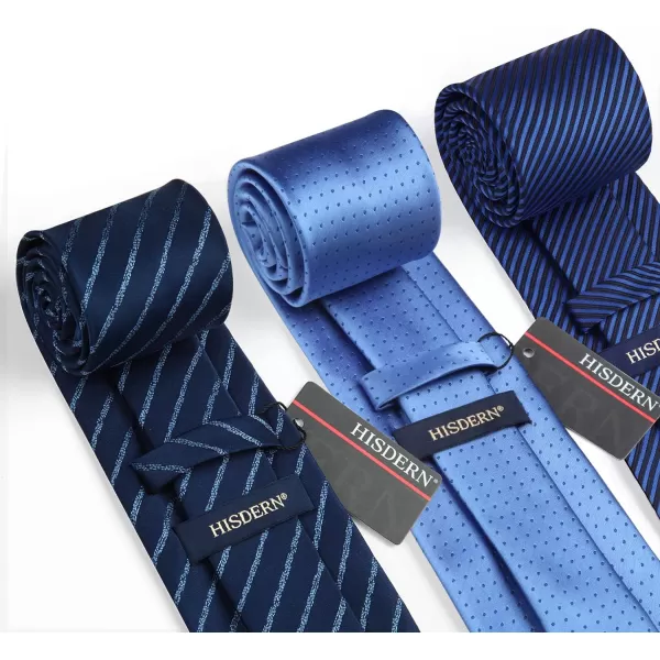 HISDERN Mens Ties Set Collection Tie and Pocket Square Lot 3 Pcs Formal Business Neckties Gift Box Wedding Necktie