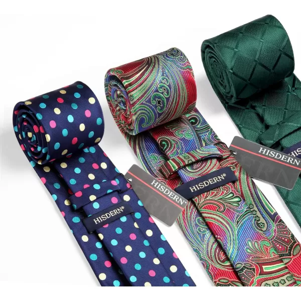 HISDERN Mens Ties Set Collection Tie and Pocket Square Lot 3 Pcs Formal Business Neckties Gift Box Wedding Necktie