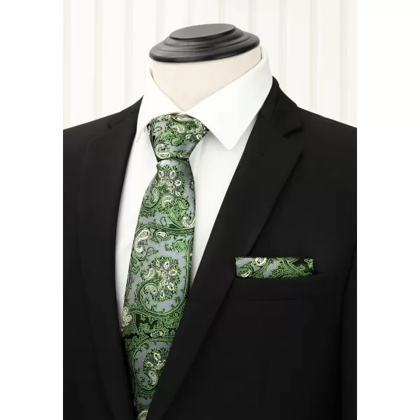 HISDERN Mens Ties Set Collection Tie and Pocket Square Lot 3 Pcs Formal Business Neckties Gift Box Wedding Necktie