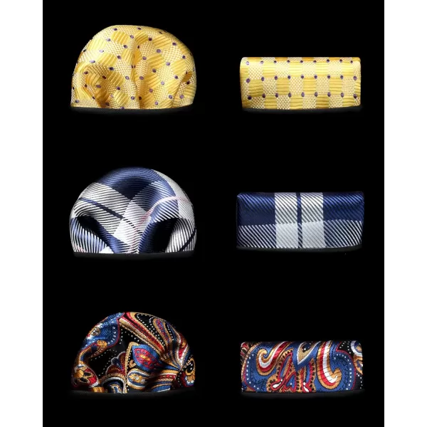 HISDERN Mens Ties Set Collection Tie and Pocket Square Lot 3 Pcs Formal Business Neckties Gift Box Wedding Necktie