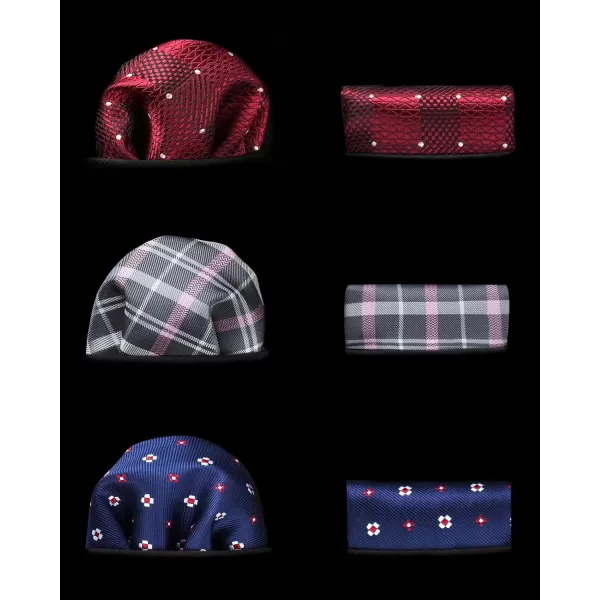 HISDERN Mens Ties Set Collection Tie and Pocket Square Lot 3 Pcs Formal Business Neckties Gift Box Wedding Necktie