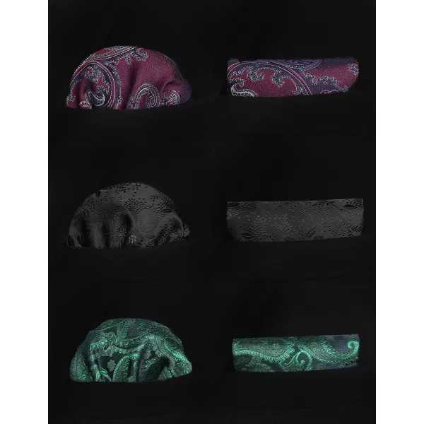 HISDERN Mens Ties Set Collection Tie and Pocket Square Lot 3 Pcs Formal Business Neckties Gift Box Wedding Necktie