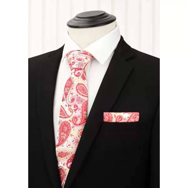 HISDERN Mens Ties Set Collection Tie and Pocket Square Lot 3 Pcs Formal Business Neckties Gift Box Wedding Necktie
