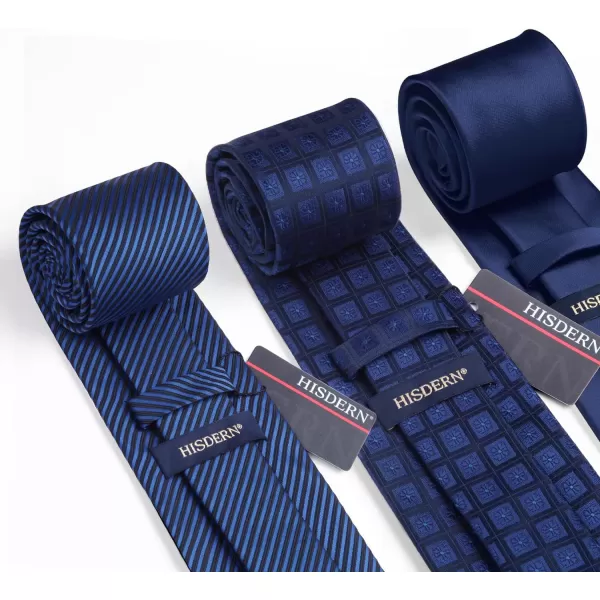 HISDERN Mens Ties Set Collection Tie and Pocket Square Lot 3 Pcs Formal Business Neckties Gift Box Wedding Necktie