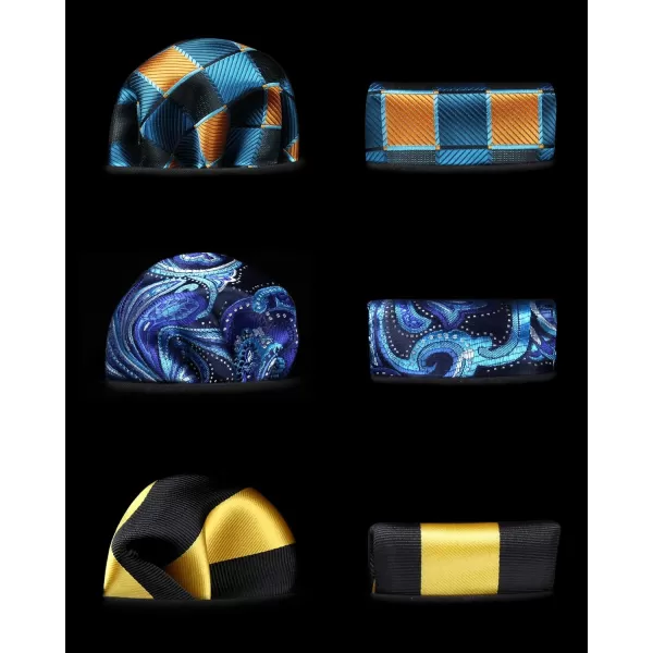 HISDERN Mens Ties Set Collection Tie and Pocket Square Lot 3 Pcs Formal Business Neckties Gift Box Wedding Necktie