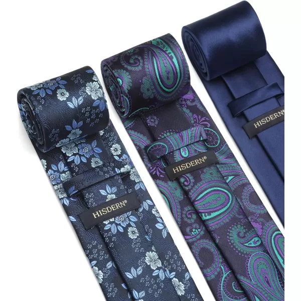 HISDERN Mens Ties Set Collection Tie and Pocket Square Lot 3 Pcs Formal Business Neckties Gift Box Wedding Necktie