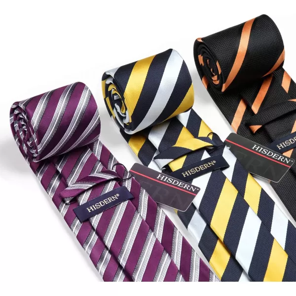HISDERN Mens Ties Set Collection Tie and Pocket Square Lot 3 Pcs Formal Business Neckties Gift Box Wedding Necktie