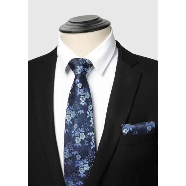 HISDERN Mens Ties Set Collection Tie and Pocket Square Lot 3 Pcs Formal Business Neckties Gift Box Wedding Necktie