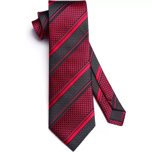 HISDERN Mens Ties Set Stripe Plaid Ties for Men and Pocket Square Cufflinks Formal Silk Necktie Wedding Business