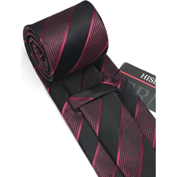 HISDERN Mens Ties Set Stripe Plaid Ties for Men and Pocket Square Cufflinks Formal Silk Necktie Wedding Business