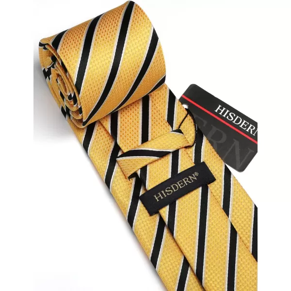 HISDERN Mens Ties Set Stripe Plaid Ties for Men and Pocket Square Cufflinks Formal Silk Necktie Wedding Business