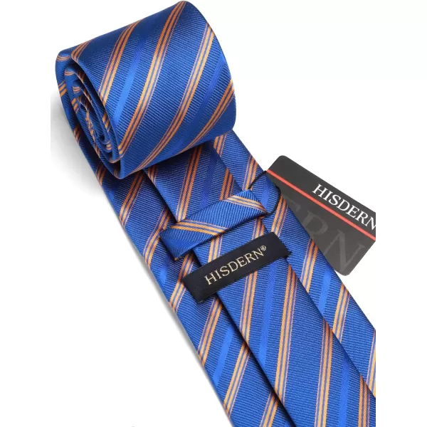 HISDERN Mens Ties Set Stripe Plaid Ties for Men and Pocket Square Cufflinks Formal Silk Necktie Wedding Business