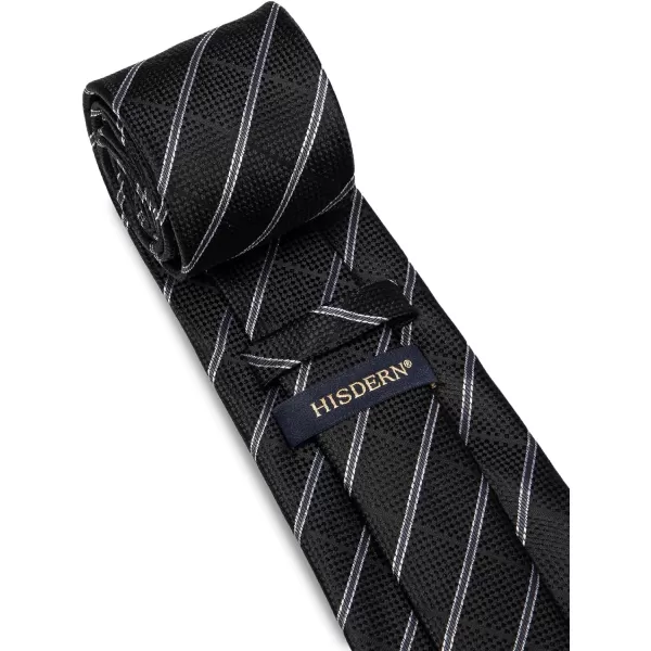 HISDERN Mens Ties Set Stripe Plaid Ties for Men and Pocket Square Cufflinks Formal Silk Necktie Wedding Business
