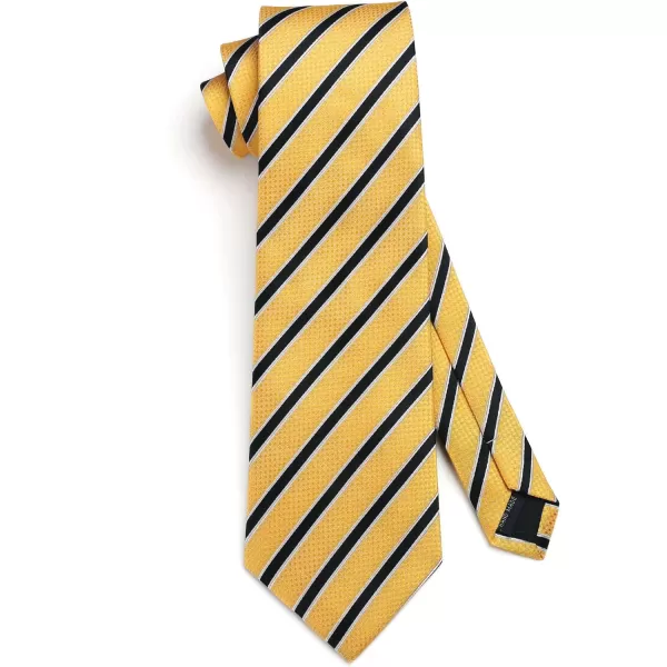 HISDERN Mens Ties Set Stripe Plaid Ties for Men and Pocket Square Cufflinks Formal Silk Necktie Wedding Business
